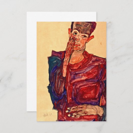 Egon Schiele - zelfportret met gelaatzucht Informatiekaartje (Voorkant / Achterkant)