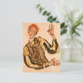 Egon Schiele - zelfportret met gestreept amandelen Briefkaart (Staand voorkant)