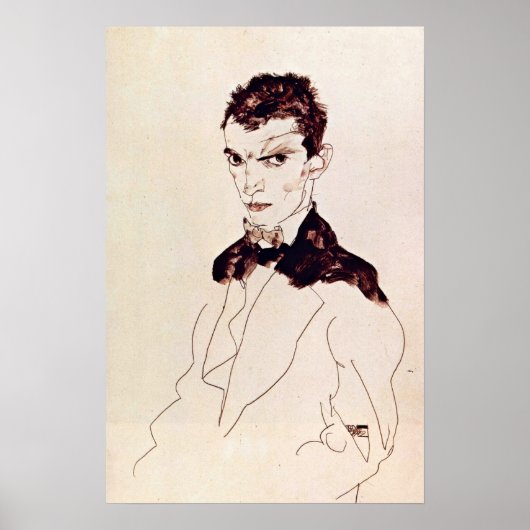 Egon Schiele - zelfportret Poster (Voorkant)