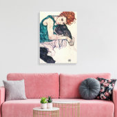 Egon Schiele Zittend Vrouw Canvas Print (Insitu (Woonkamer))