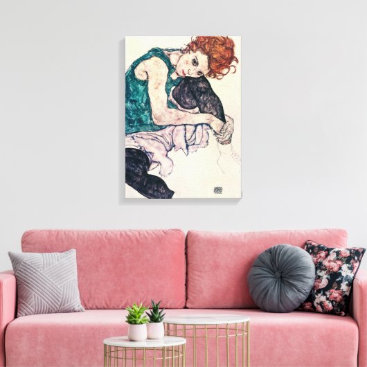 Egon Schiele Zittend Vrouw Canvas Print (Insitu (Woonkamer))