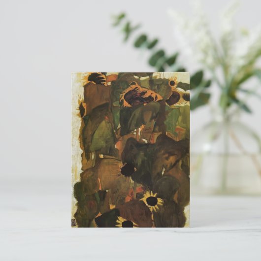 Egon Schiele- Zonnebloemen Briefkaart (Staand voorkant)