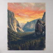 Ego's van Steen – Retro Yosemite National Park  Poster (Voorkant)