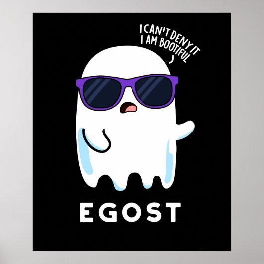 Egost Funny Halloween Ego Ghost Pun Dark BG Poster (Voorkant)