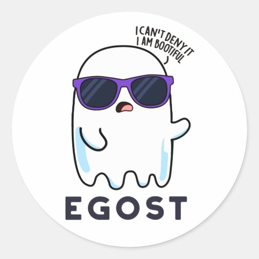 Egost Funny Halloween Ego Ghost Pun Ronde Sticker (Voorkant)