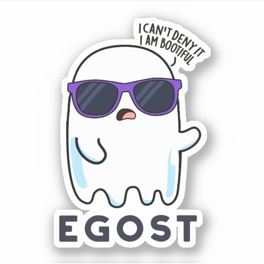 Egost Funny Halloween Ego Ghost Pun Sticker (Voorkant)