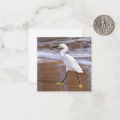 Egret at the Beach mini notecard set Notitiekaartje (Voorkant / Achterkant in situ)