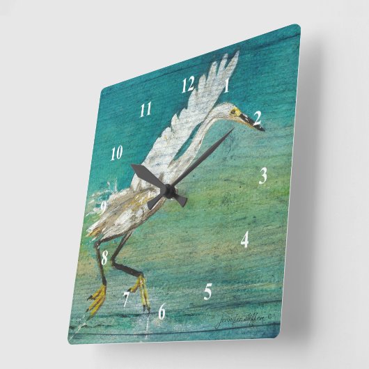 Egret Beach House Art Vierkante Klok (Hoek)