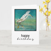 Egret Bird Praktische schildpadkunst Kaart (Gele Bloem)