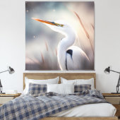 Egret door het zee beeldende kunst canvas afdruk (Insitu (Slaapkamer))