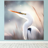 Egret door het zee beeldende kunst canvas afdruk (Insitu (Houten vloer))