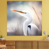 Egret door het zee beeldende kunst canvas afdruk (Insitu (Woonkamer))