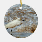 Egret en Wave Splash Keramisch Ornament (Voorkant)