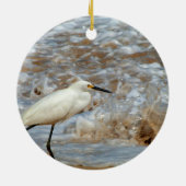 Egret en Wave Splash Keramisch Ornament (Achterkant)