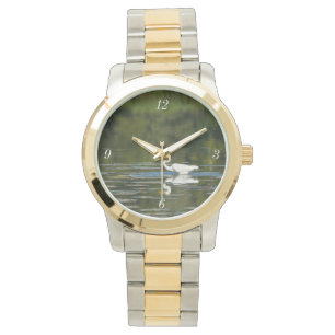 Egret Fish Feast Horloge