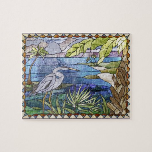 Egret Glas in lood Puzzle Legpuzzel (Horizontaal)