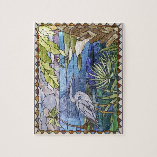 Egret Glas in lood Puzzle Legpuzzel (Verticaal)