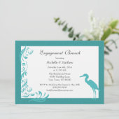 Egret / Heron Blauwgroen Verloving Brunch Kaart (Staand voorkant)