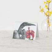Egret & Hibiscus Kaart (Gele Bloem)
