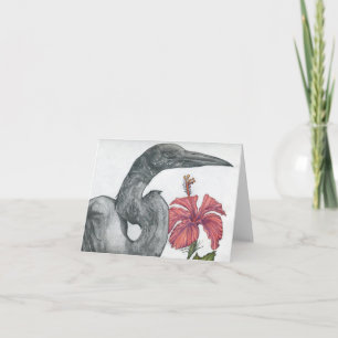 Egret & Hibiscus Kaart