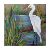 Egret in Bayou Tegeltje (Voorkant)