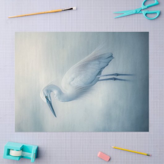 Egret in de mist decoupage tissuepapier (Craft)