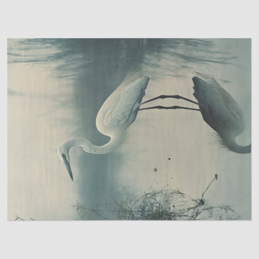 Egret in de mist decoupage tissuepapier (Voorkant)