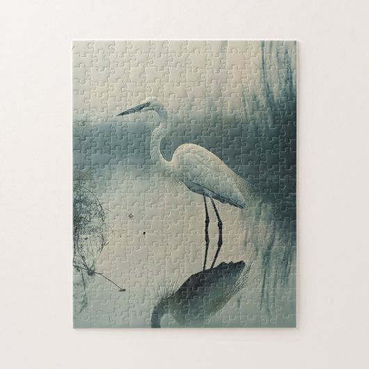 Egret in de mist legpuzzel (Verticaal)
