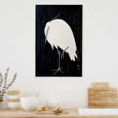 Egret in de Regen door Ohara Koson Poster (Keuken)