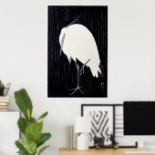 Egret in de Regen door Ohara Koson Poster (Thuiskantoor)
