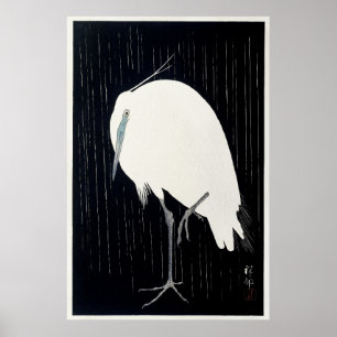 Egret in de Regen door Ohara Koson Poster