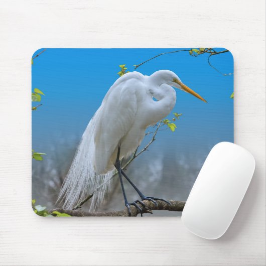 Egret in een Boom Mousepad Muismat (Met muis)