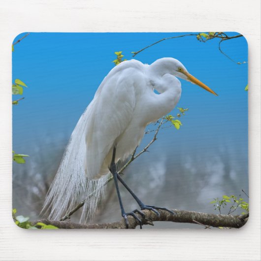 Egret in een Boom Mousepad Muismat (Voorkant)