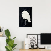 Egret in regen door Ohara Koson  Print (Thuiskantoor)