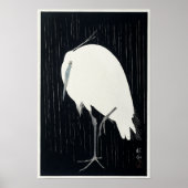 Egret in regen door Ohara Koson  Print (Voorkant)