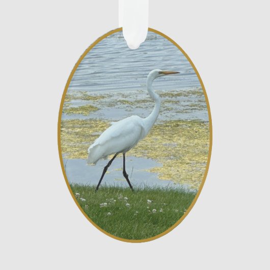 Egret Lake Bird Ornament (voorkant)
