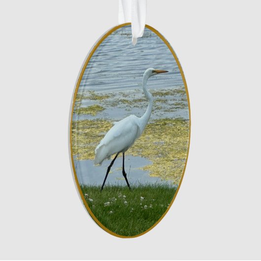 Egret Lake Bird Ornament (voorkant)