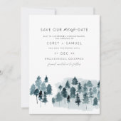 EGRET Leiste Blau Aquarel Bewaar Onze Nieuwe Datum Kaart (Voorkant)