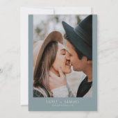 EGRET Leiste Blauw Aquarel Pijnboom Save the Date Kaart (Achterkant)