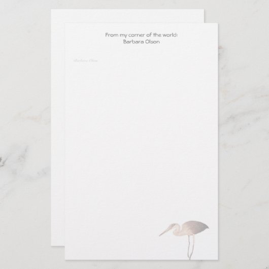 Egret Letterhead papier: Briefpapier (Voorkant / Achterkant)