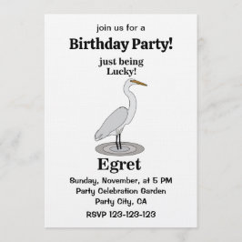 Egret Lucky Bird Birthday Party Kaart