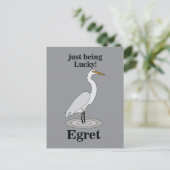 Egret Lucky Bird Briefkaart (Staand voorkant)
