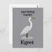 Egret Lucky Bird Briefkaart (Voorkant / Achterkant)