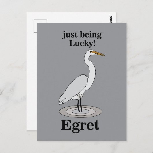 Egret Lucky Bird Briefkaart (Voorkant / Achterkant)