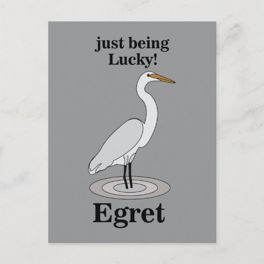 Egret Lucky Bird Briefkaart (Voorkant)