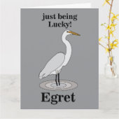 Egret Lucky Bird Kaart (Gele Bloem)