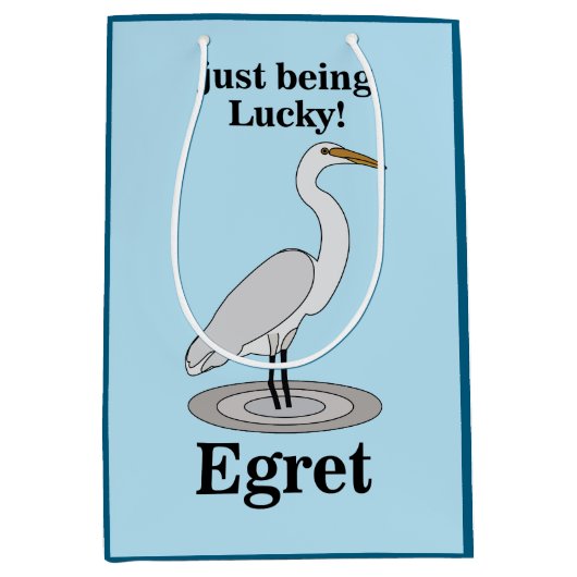 Egret Lucky Bird Medium Cadeauzakje (Voorkant)