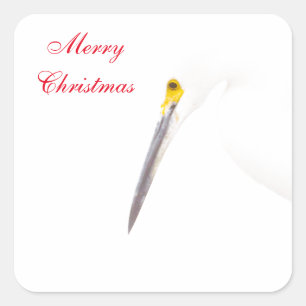 Egret Merry Kerstmis Vierkante Sticker