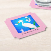 Egret met Sakura Cherry Blossom en Blue Sky Kartonnen Onderzetters (Gekanteld)