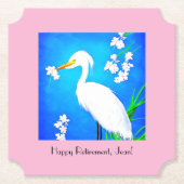 Egret met Sakura Cherry Blossom en Blue Sky Kartonnen Onderzetters (Voorkant)